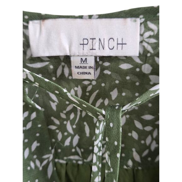 Pinch Sage Green Floral Tiered Midi Dress | Tie Neck Ruffle Sleeveless Boho M - Picture 4 of 8